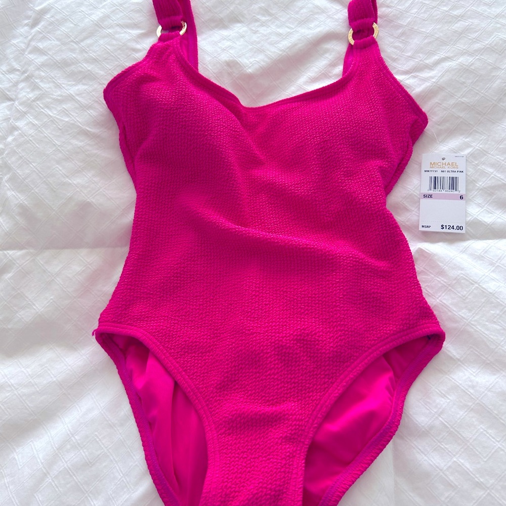 NWT Michael Kors Pink Textured Swimsuit